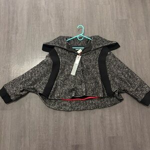 Elegant Women's Black and Gray Cape Jacket